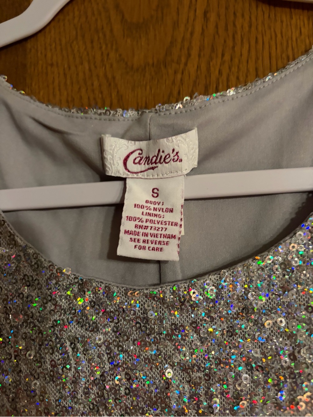 Y2K small Candie's Iridescent Sequin Tank Dress in Silver